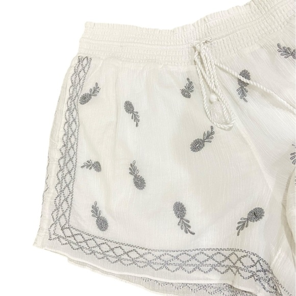 J crew cotton lined white shorts silver metallic embroidery pineapples medium - Picture 7 of 10